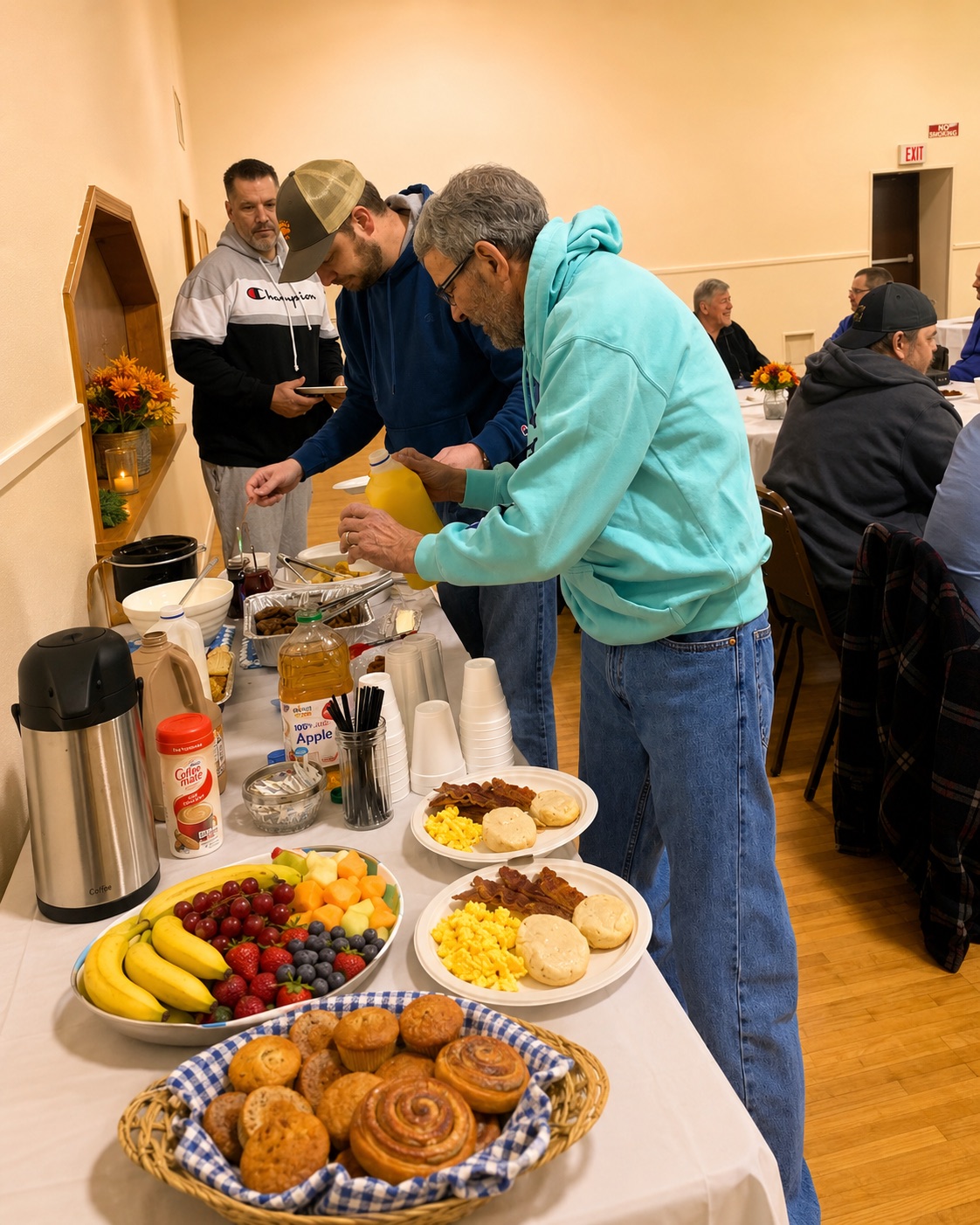 Members of Zion Baptist Church sharing a fellowship breakfast
